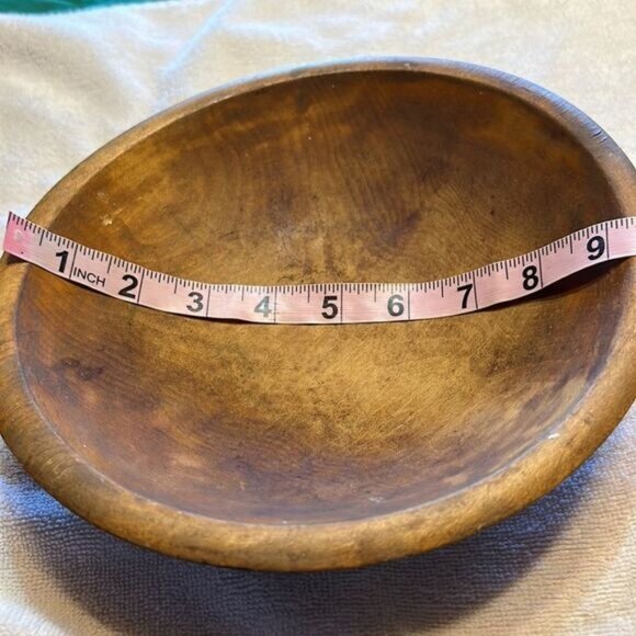 Vintage Wooden Bowl 8" Diameter Handcrafted Rustic Decor - Picture 5 of 5